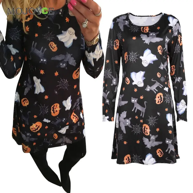 Fashion Women Ladies Halloween Prints Swing Skater Halloween Dress 2