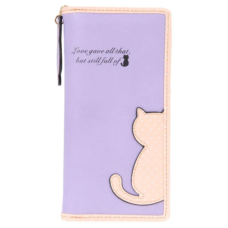 Fashion Women Lady Cute Cat Clutch Long Purse Wallet Card Holder Mobile Bag 6 Colors 5