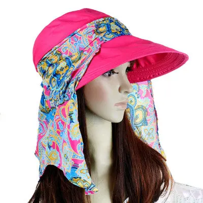 Fashion Women Lady Folding Uv Protection Roll Up Wide-Brimmed Hat Multifunction Beach Sun Hat 3