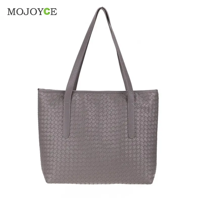 Fashion Women Leather Handbag Pu Knitting Plaid Crocodile Pattern Messenger Crossbody Bag Big Tote Bolsas Femininas Sac A Main 2