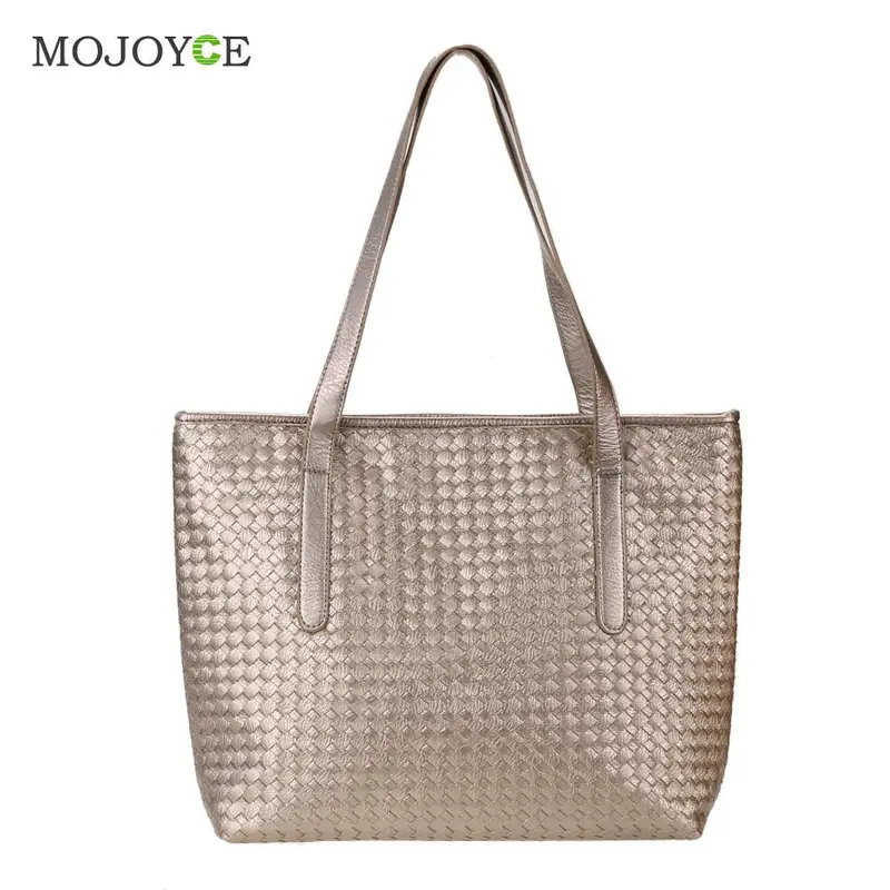Fashion Women Leather Handbag Pu Knitting Plaid Crocodile Pattern Messenger Crossbody Bag Big Tote Bolsas Femininas Sac A Main 3
