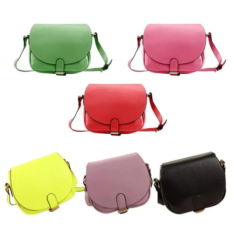 Fashion Women Leather Shoulder Bag Clutch Handbag Candy Color Portable Mini Tote Purse Hobo Messenger Bags 4