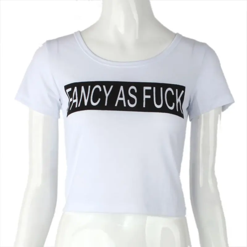 Fashion Women Letter Print Shirts Cotton Short Sleeve T Shirts Tops Slim Bodycon Harajuku Camisetas 2