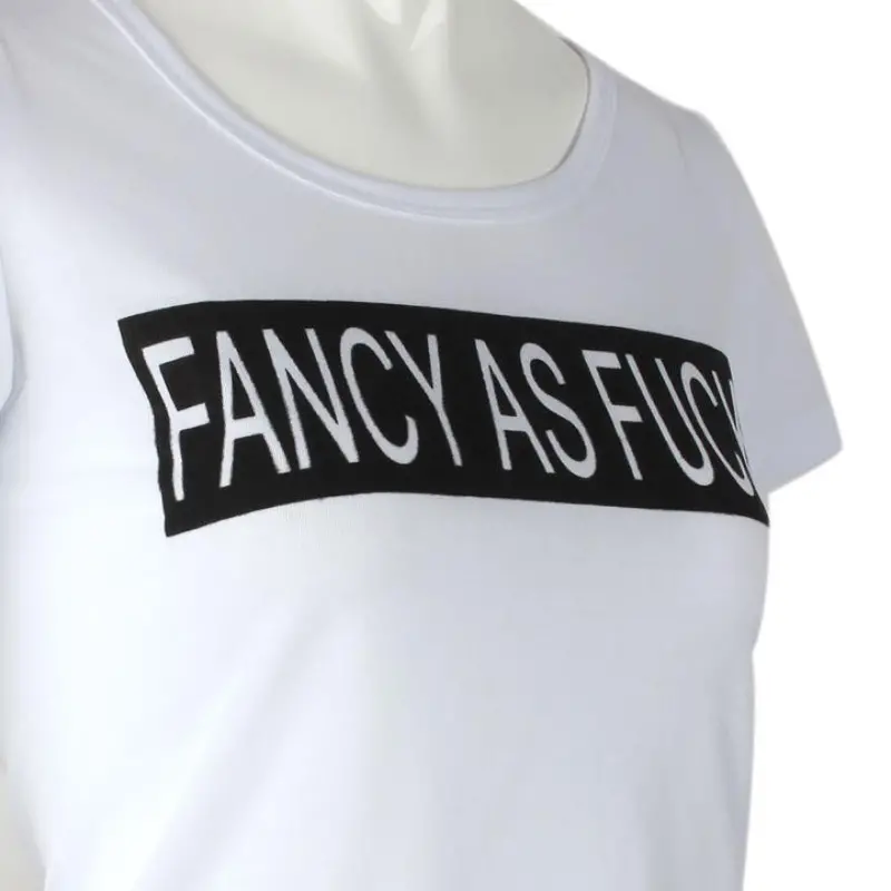 Fashion Women Letter Print Shirts Cotton Short Sleeve T Shirts Tops Slim Bodycon Harajuku Camisetas 3