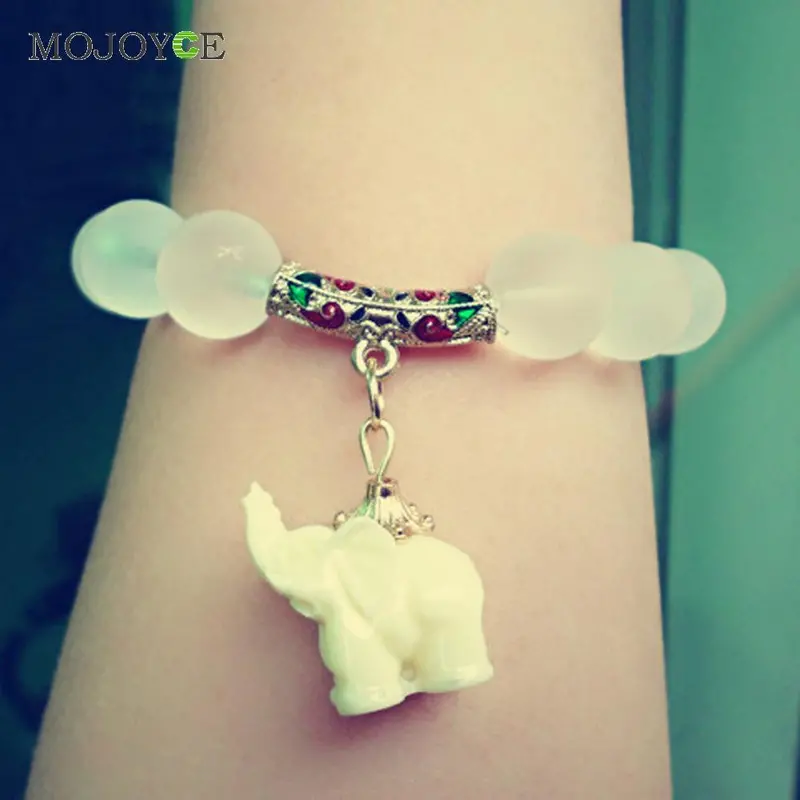 Fashion Women New Natural Matte Crystal Bracelets Sweet Elephant Beaded Bracelet Fahion Jewelry 1