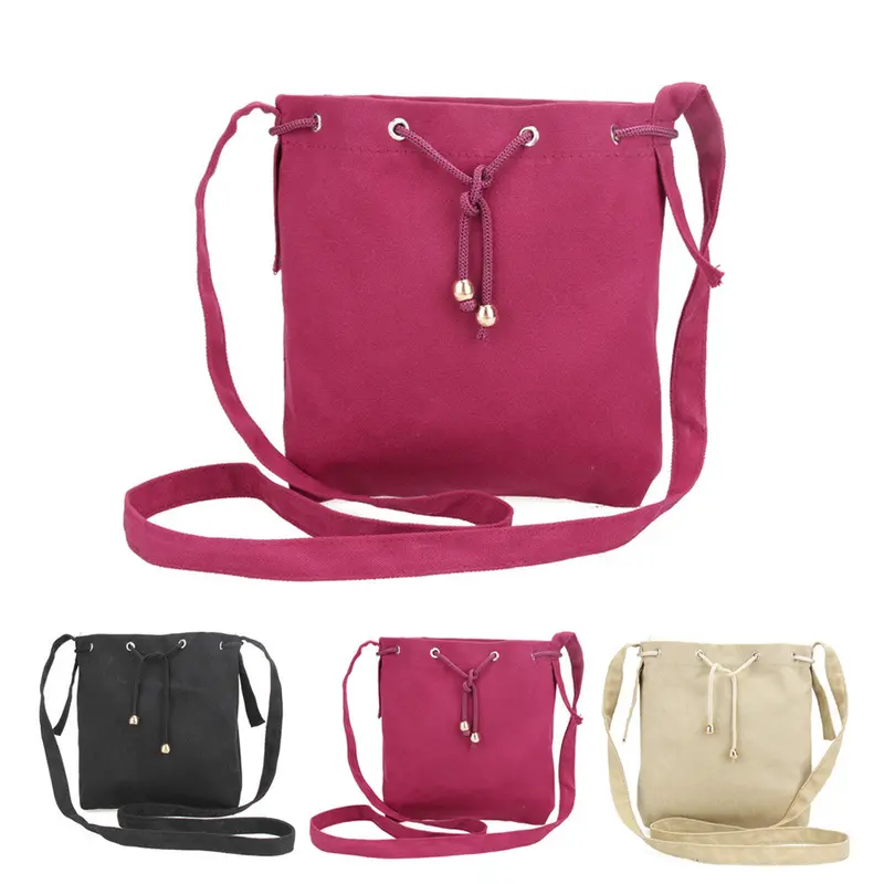 Fashion Women Portable Canvas Bag Classic Shoulder Bag Casual Drawstring Crossbody Women Messenger Bags Handbag Bolsos Mujer 2
