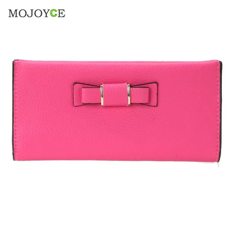 Fashion Women Pu Leather Bow Wallet Card Holder Coin Purse Women Clutch Purses Carteira Mujer Feminina Id Credit Card Purse 3