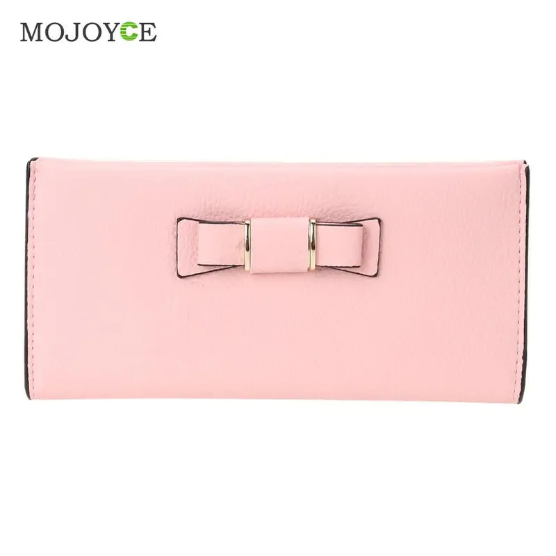 Fashion Women Pu Leather Bow Wallet Card Holder Coin Purse Women Clutch Purses Carteira Mujer Feminina Id Credit Card Purse 6