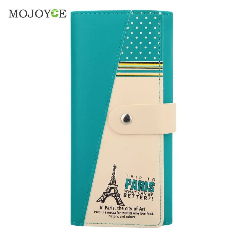 Fashion Women Purse Long Leather Tower Printing Women Wallets Graffiti Embossed Wallet Vintage Pu Holder Coin Purses Clutch 1