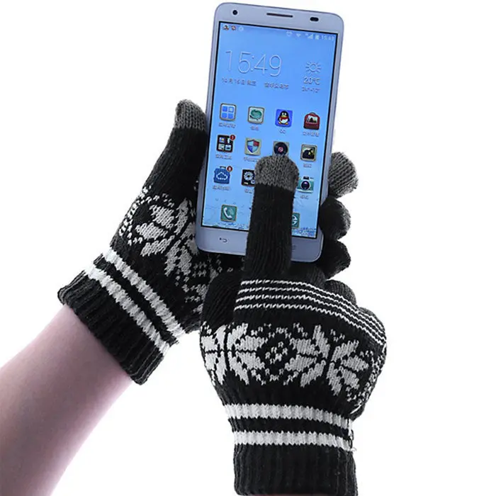 Fashion Women Screen Knit Cotton Warm Gloves 1