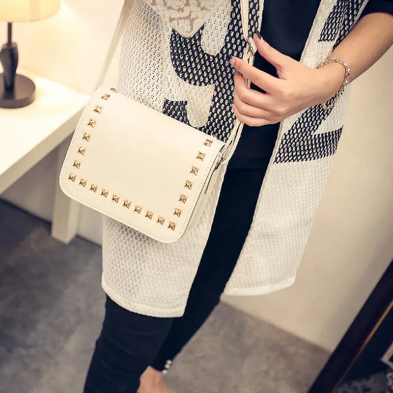 Fashion Women Small Pu Leather Messenger Bags Rivet Crossbody Shoulder Bags Female Shopping Bag Handbags Clutches Bolsa Feminina 2