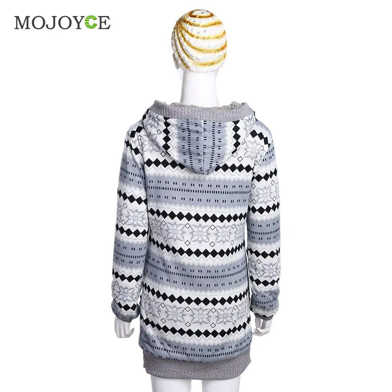 Fashion Women Thick Velvet Hooded Cardigan Long Floral Knitted Coat Pull Femme Plus Size Outerwear 3