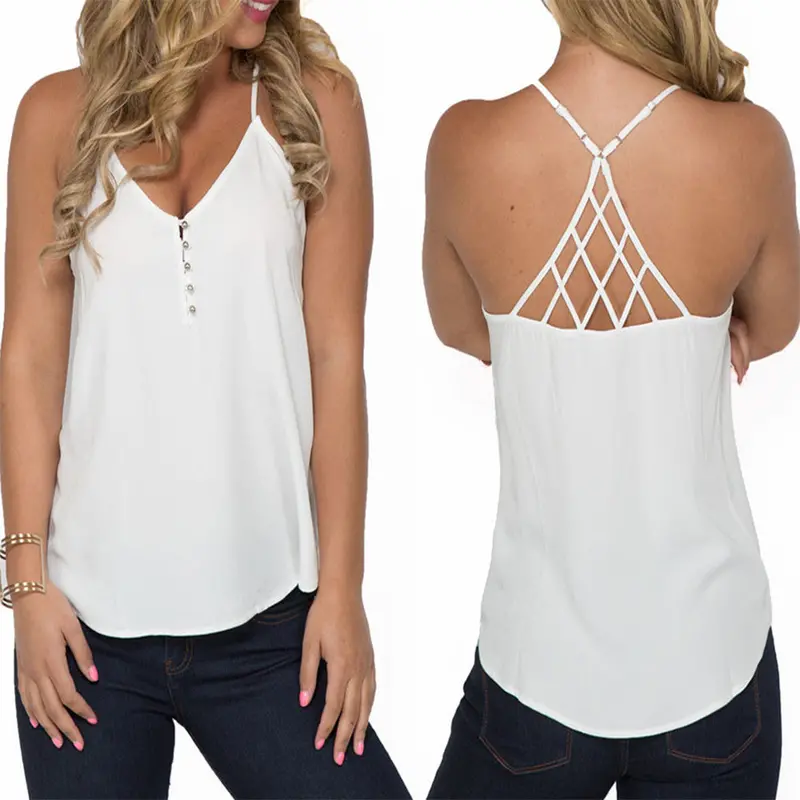 Fashion Women Tops Spaghetti Strap Cropped Pure Color Crop Top Blusa Leisure Cropped Feminino Camis Tops Crops For 7