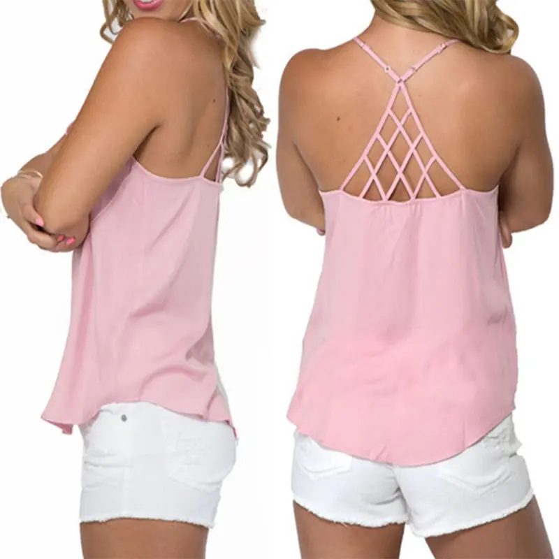 Fashion Women Tops Spaghetti Strap Cropped Pure Color Crop Top Blusa Leisure Cropped Feminino Camis Tops Crops For 9