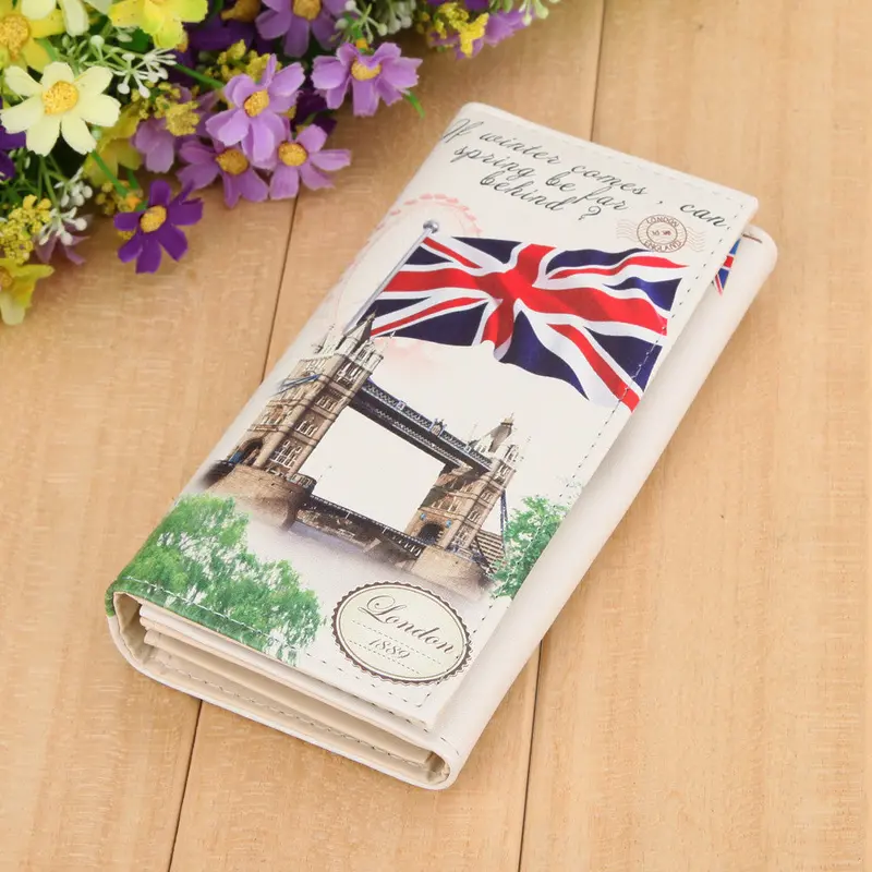 Fashion Women Tower Print Wallets Long Smooth Pu Leather Wallet Graffiti Embossed Money Purse Id Credit Card Holder Coin Purses 1