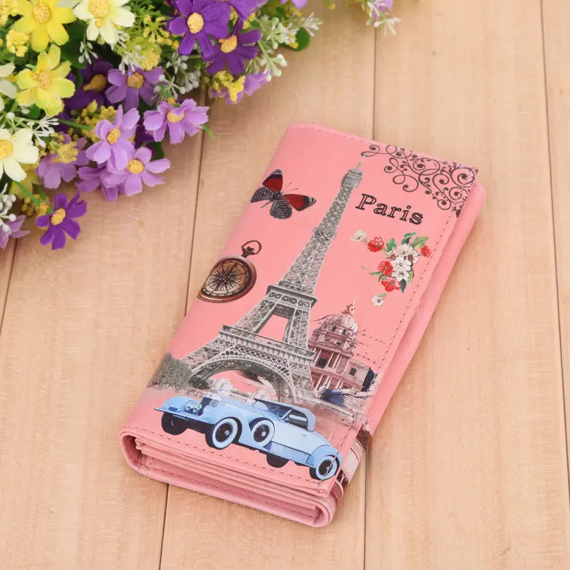 Fashion Women Tower Print Wallets Long Smooth Pu Leather Wallet Graffiti Embossed Money Purse Id Credit Card Holder Coin Purses 3
