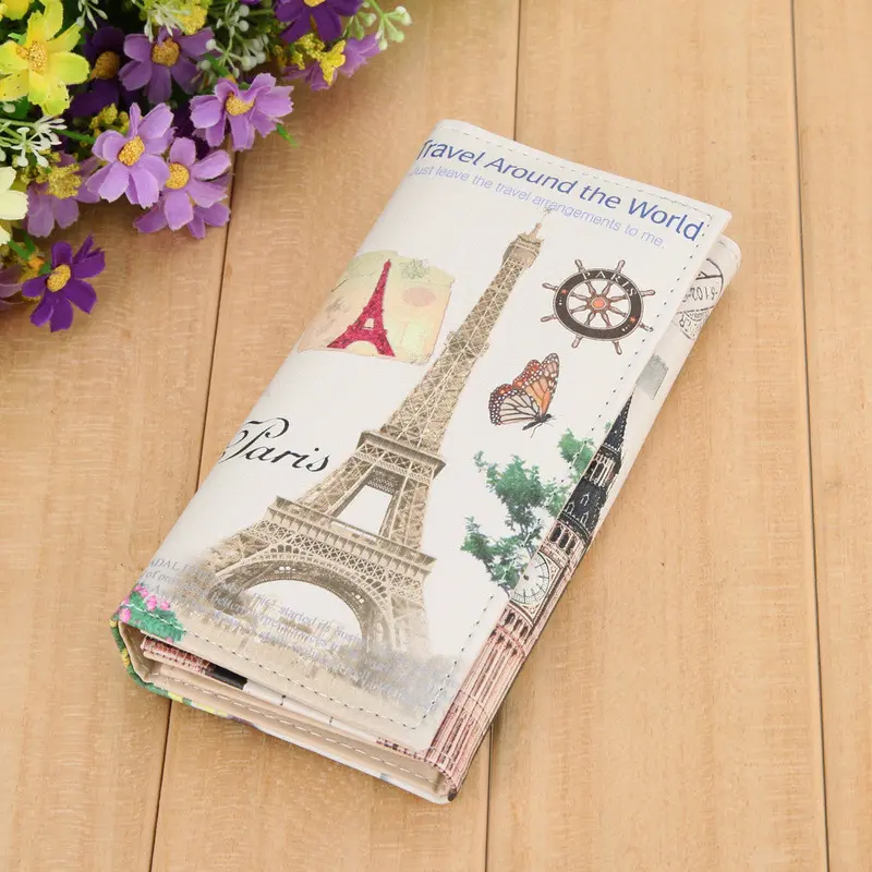 Fashion Women Tower Print Wallets Long Smooth Pu Leather Wallet Graffiti Embossed Money Purse Id Credit Card Holder Coin Purses 4