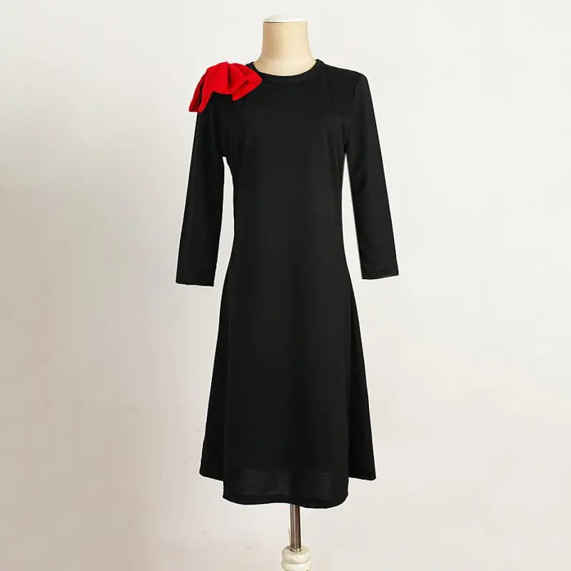 Fashion Women Vintage Bow O Neck Half Sleeve Dress Party Evening Mini Dress Plus Size 2