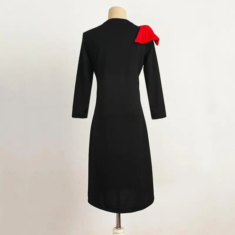 Fashion Women Vintage Bow O Neck Half Sleeve Dress Party Evening Mini Dress Plus Size 4