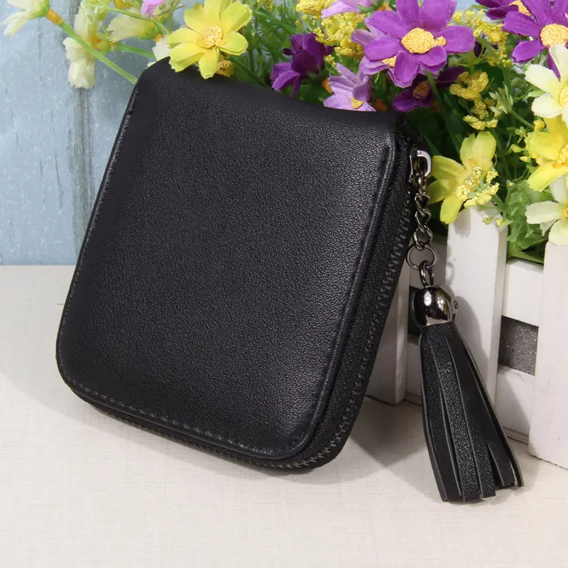 Fashion Women Wallets Pu Leather Tassel Female Wallet Ladies Solid Color Clutches New Brand Zipper Card Holder Clutches 1