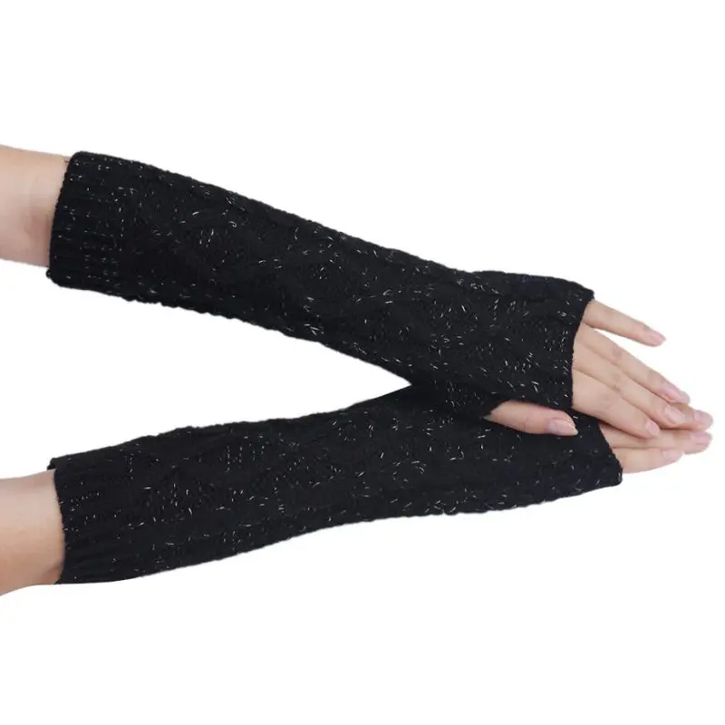Fashion Women Warm Knitted Fingerless Long Gloves Mitten Hand Arm Warmer Glove 5 Colors 1