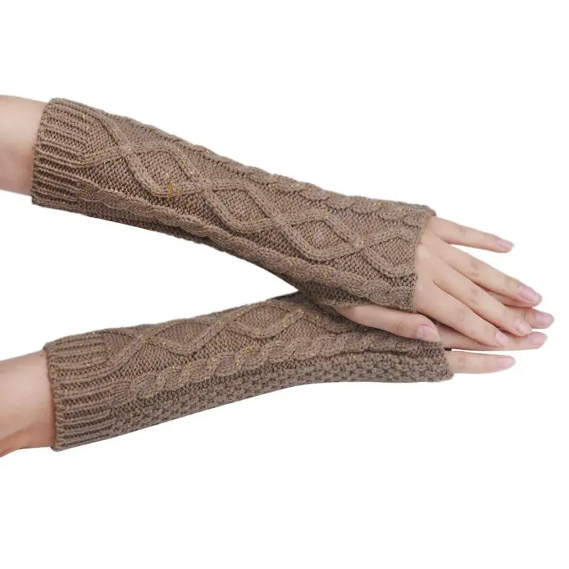 Fashion Women Warm Knitted Fingerless Long Gloves Mitten Hand Arm Warmer Glove 5 Colors 5