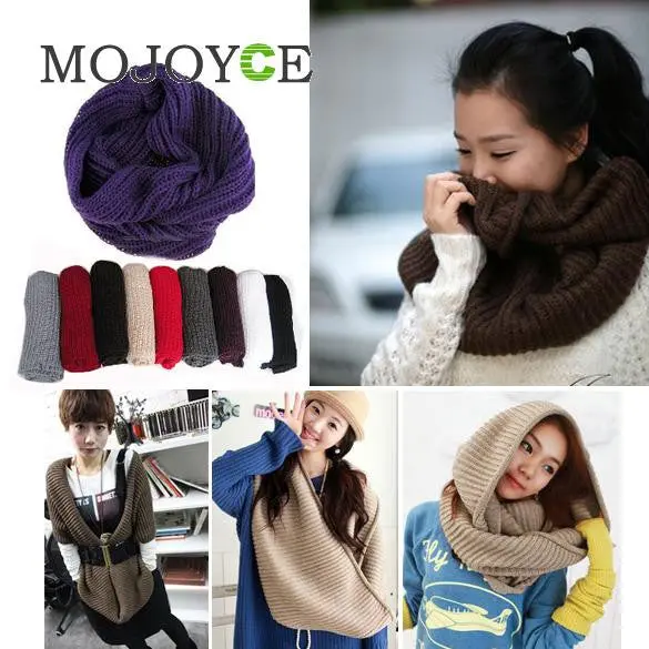Fashion Women Warm Wool Knit Snood Scarf Shawl Neck Wrap Circle Cowl 1