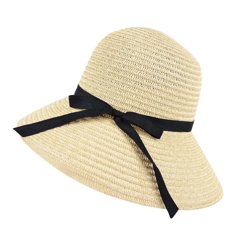 Fashion Women Wide Brim Beach Sun Hat Paper Straw Floppy Elegant Bohemia Cap 1