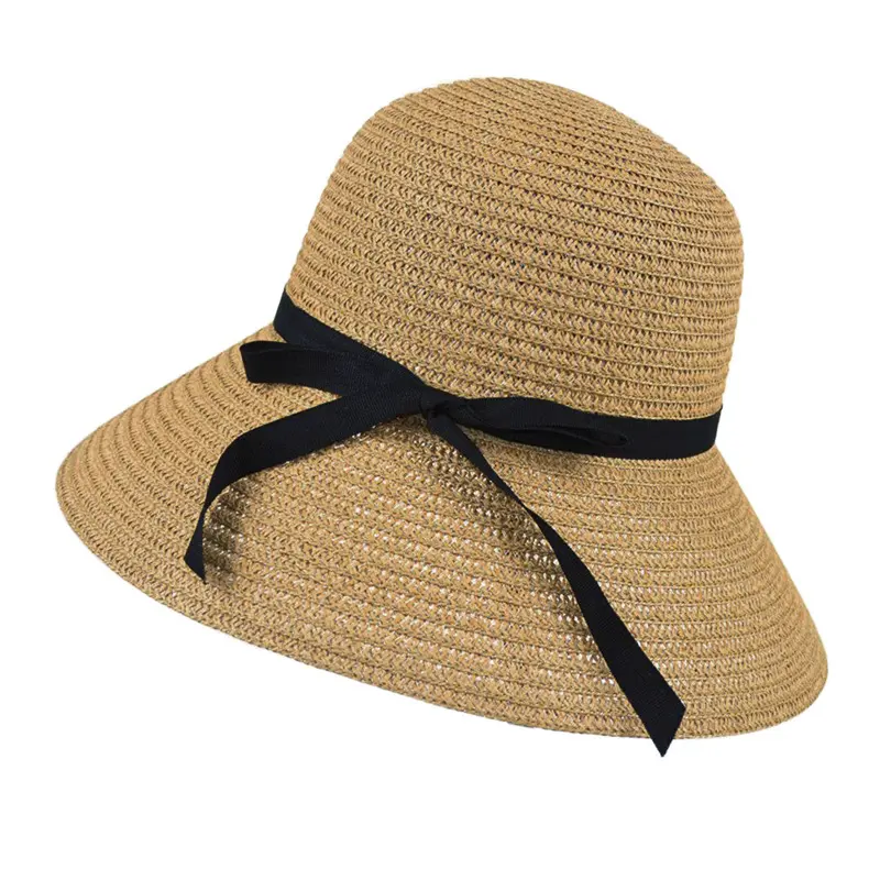 Fashion Women Wide Brim Beach Sun Hat Paper Straw Floppy Elegant Bohemia Cap 2