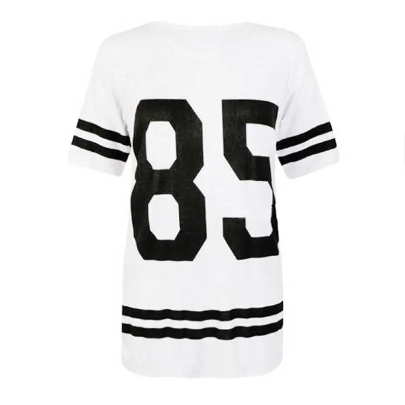 Fashion Womens Baseball Short Sleeeve Shirt Loose Mini Shirtdress 85 Printed Blouse 1
