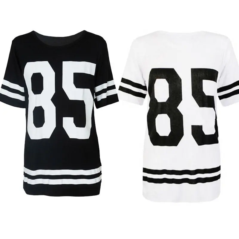 Fashion Womens Baseball Short Sleeeve Shirt Loose Mini Shirtdress 85 Printed Blouse 3