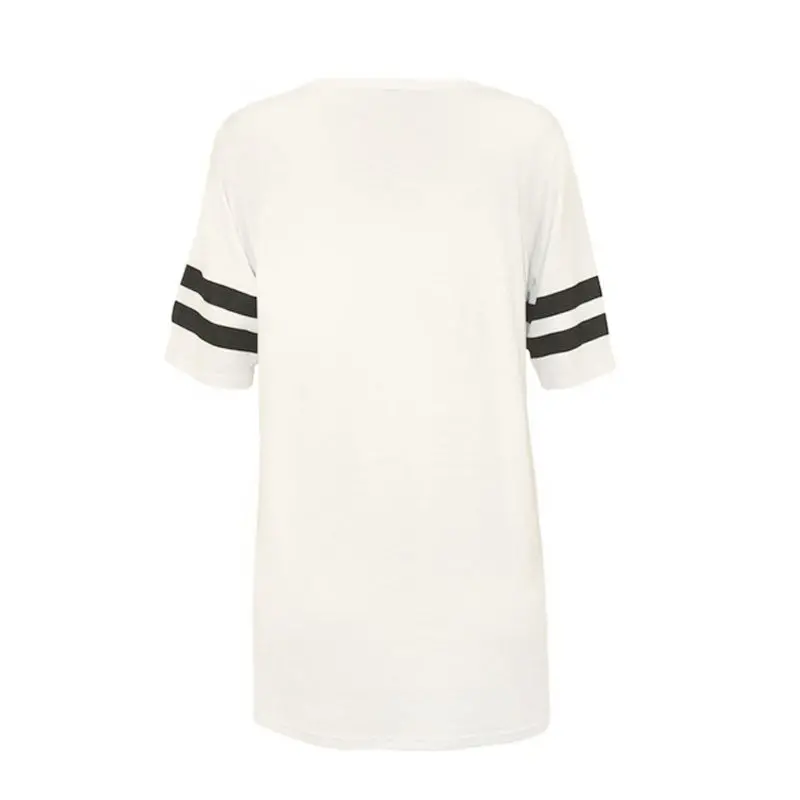 Fashion Womens Baseball Short Sleeeve Shirt Loose Mini Shirtdress 85 Printed Blouse 5
