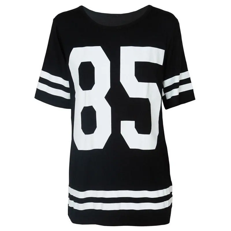Fashion Womens Baseball Short Sleeeve Shirt Loose Mini Shirtdress 85 Printed Blouse 6