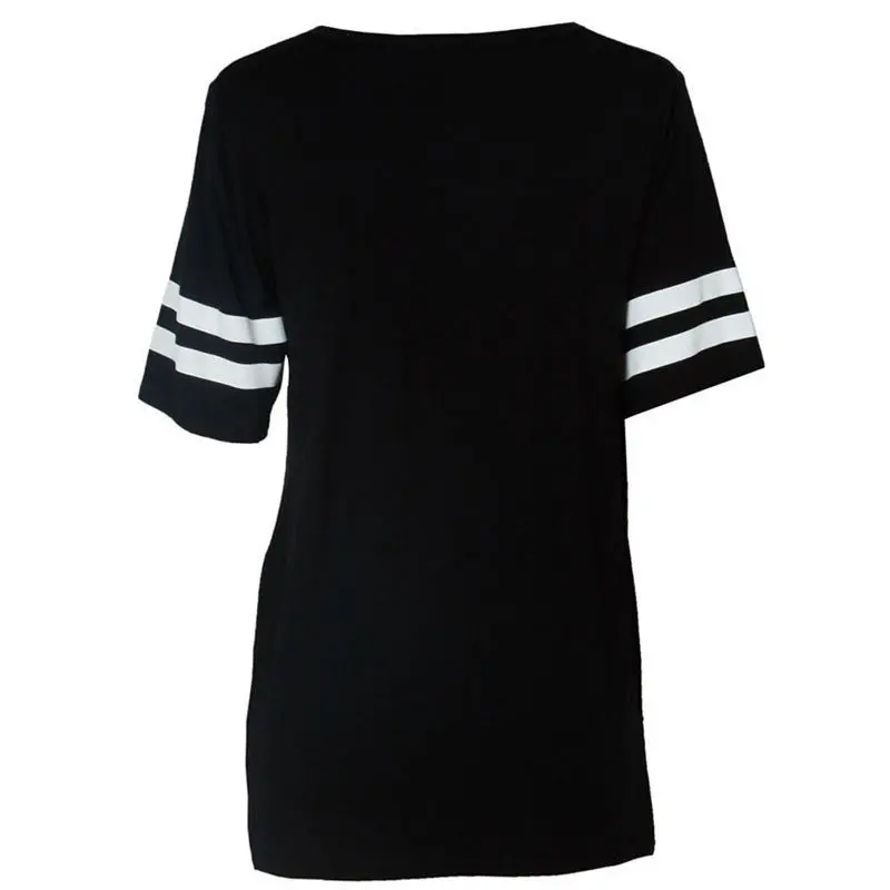 Fashion Womens Baseball Short Sleeeve Shirt Loose Mini Shirtdress 85 Printed Blouse 7