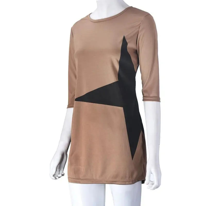 Fashionwomen Casual Loose Star Printed Half Sleeve Short Mini Dress 10