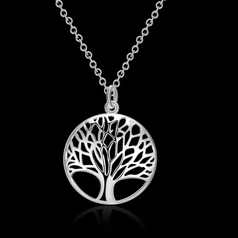 Fashoin Silver Chain Necklace Tree Of Life Pendant Necklace Gift Syxl042 1