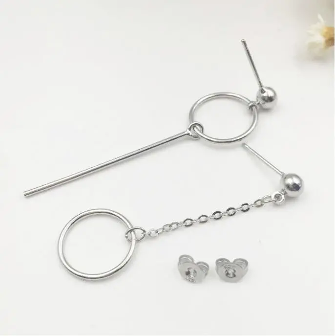 Fashoin Silver Geometric Circle With Bar Stud Earrings Syed106 1