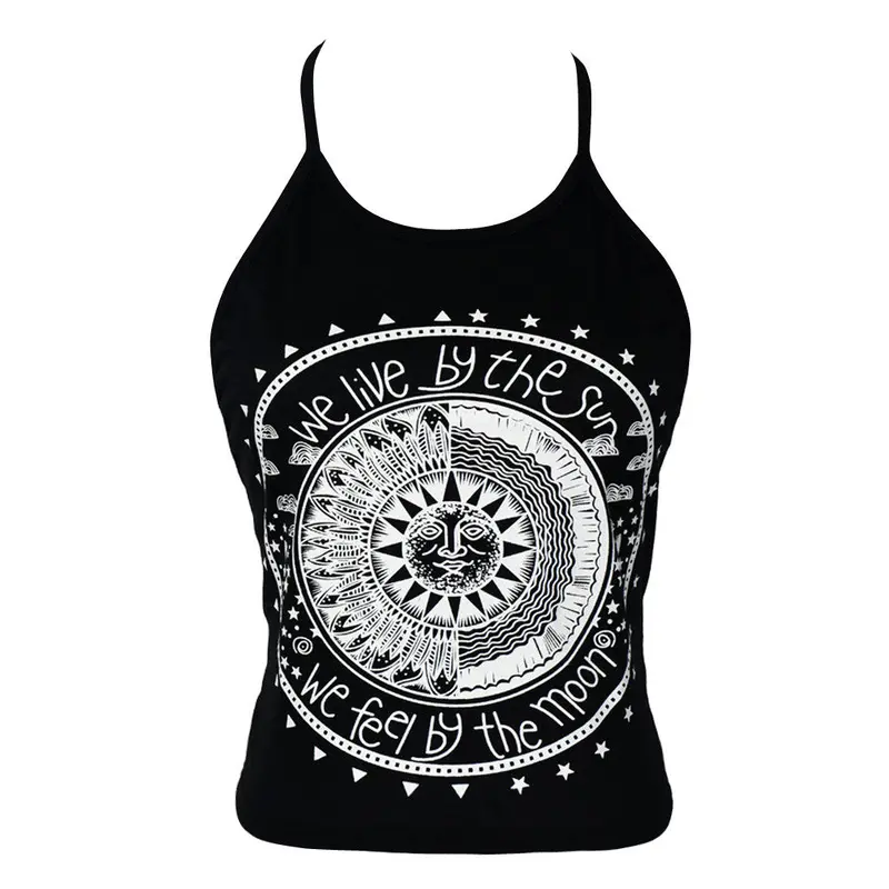 Fasion Crop Tops Women Print Sleeveless Cropped Feminino Halterneck Tank Tops Vest Women Shirt Blusa For 2