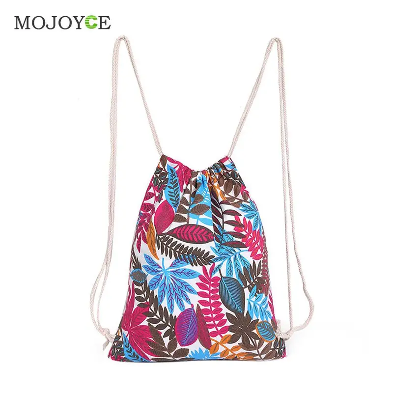 Fasion Pop Canvas Pulling Rope Drawstring Backpack Environmental Shopping Bag Ethnic Graffiti Backpack Mochila School Bagpack 1