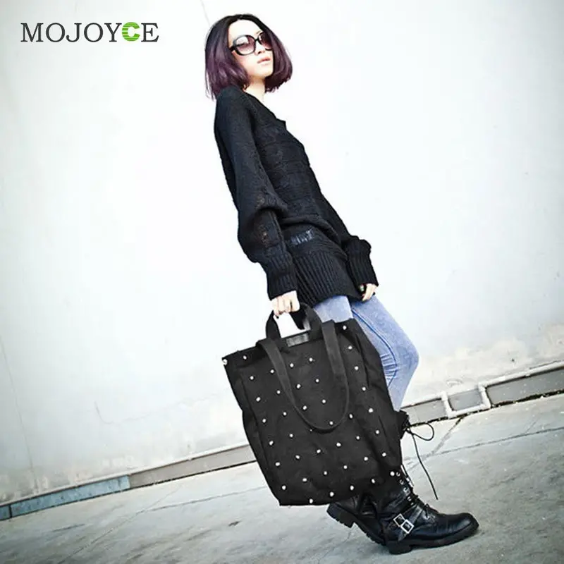 Fasion Rivet Women Bag Bolsas Retro Balck Canvas Shoulder Bags Handbags Women Famous Brands Tote Clutch Bolsa Feminina 2