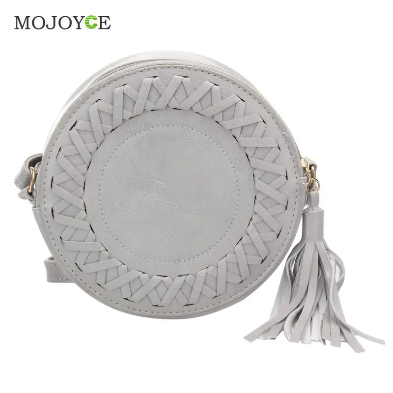 Fasion Round Women Bag Mini Tassels Circle Shoulder Bolsas Crossbody Bolsa Feminina Women Messenger Bags Women Leather Handbags 1