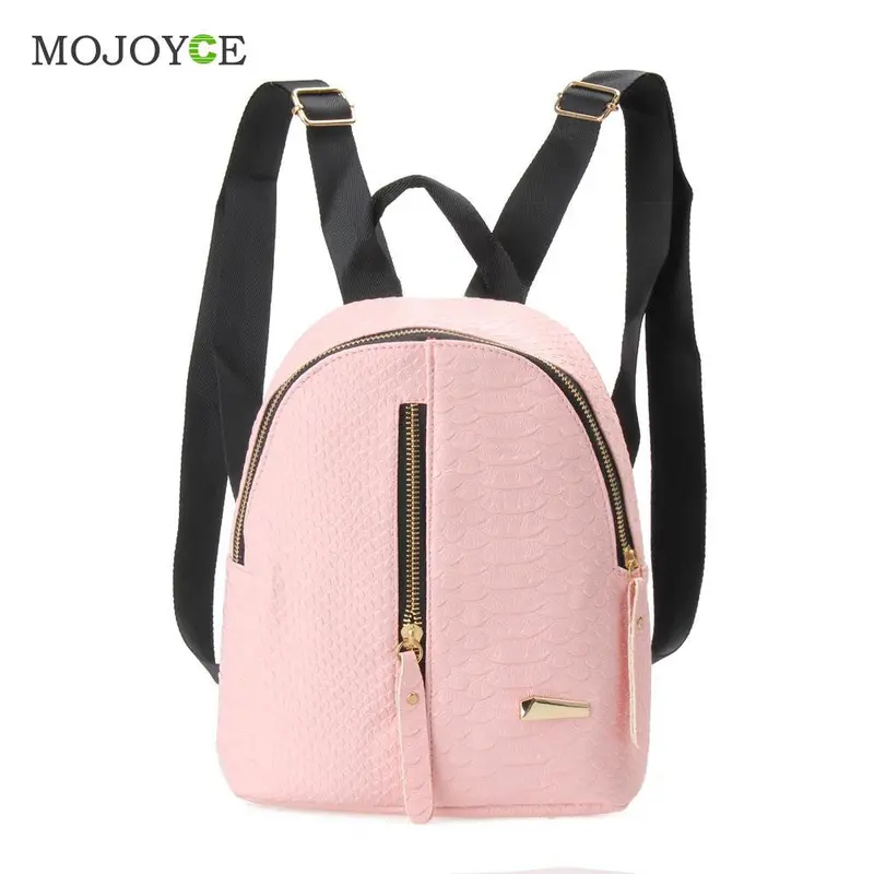 Fasion Women Backpack Croco Pattern Pu Leather Zipper Student School Bag Small Bagpack Rucksacks For Women Girl Bolsa Feminina 1