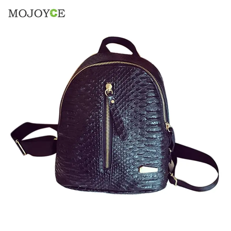 Fasion Women Backpack Croco Pattern Pu Leather Zipper Student School Bag Small Bagpack Rucksacks For Women Girl Bolsa Feminina 2