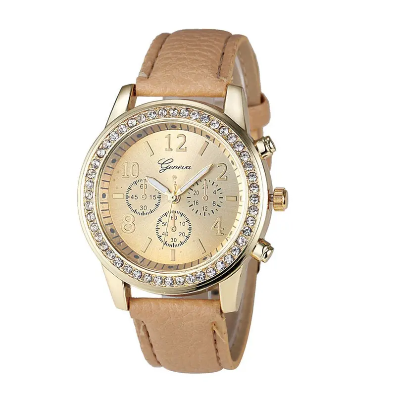 Faux Chronograph Quartz Watch Women Classic Round Ladies Women Crystals Watch Relogio Feminino Clock 2