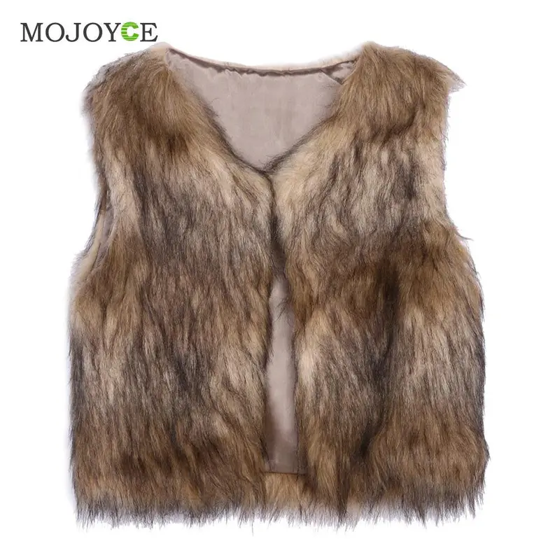 Faux Fur Waistcoat Short Vest Gilet Jacket Coat Sleeveless Outwear Women Imitational Fur Gilet Plus Size Femme Ladies Vests 1