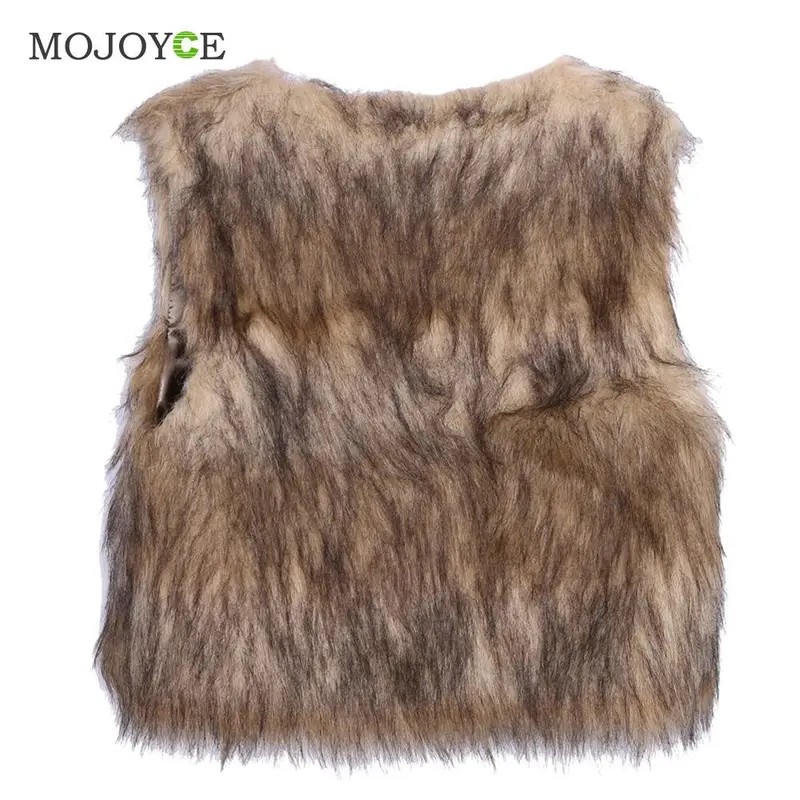 Faux Fur Waistcoat Short Vest Gilet Jacket Coat Sleeveless Outwear Women Imitational Fur Gilet Plus Size Femme Ladies Vests 3