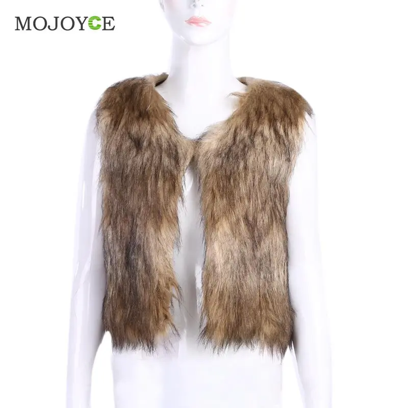 Faux Fur Waistcoat Short Vest Gilet Jacket Coat Sleeveless Outwear Women Imitational Fur Gilet Plus Size Femme Ladies Vests 4