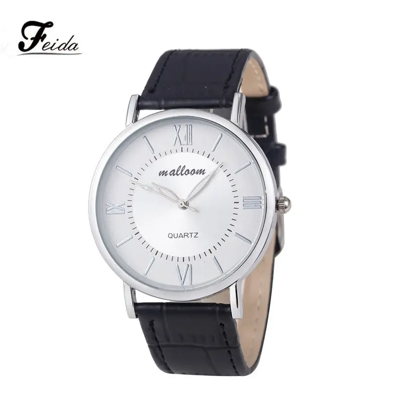 Faux Leather Mens Watches Top Luxury Blue Ray Glass Quartz-Watch Men Wrist Watch Fast Shipping Feida 2