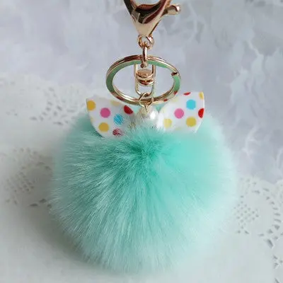 Faux Rabbit Fur Ball Keychain Bag Plush Car Key Ring Car Key Chain Pendant Charm Solid Keys Ring Gift 3