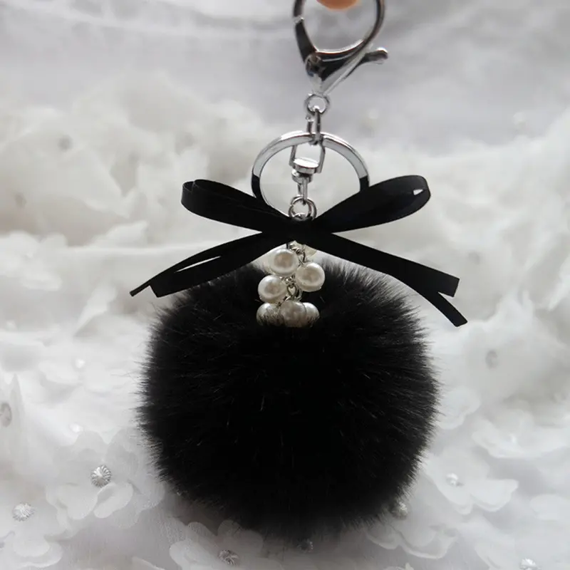 Faux Rabbit Fur Ball Keychain Bag Plush Car Key Ring Car Keychain Pendant Fathers Day Gifts Feida 1